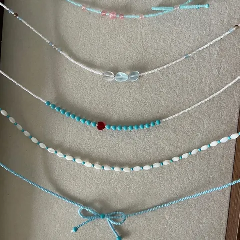 Handmade Beaded Necklace Plastic Resin Seed Beads Bowknot Heart Pendant Fresh Sweet Vacation Style Jewelry For Women Girls