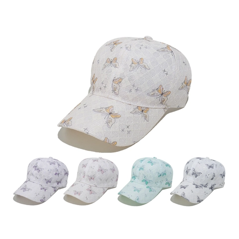 Casquette De Baseball En Dentelle Pour Femmes Imprimé Papillon Maille Respirante Plage D'été Protection Solaire Chapeau