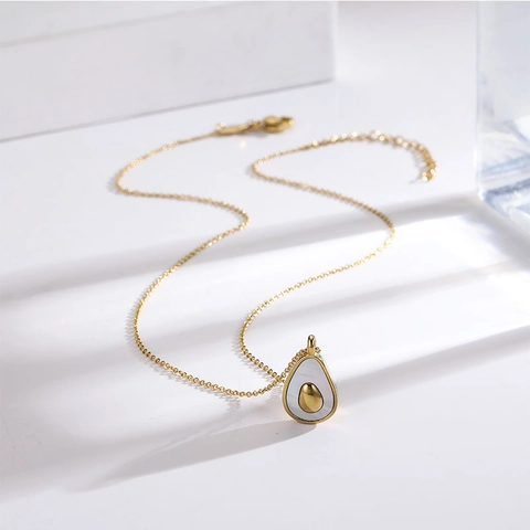 Avocado Hanger Ketting 18K Verguld Roestvrij Staal Witte Schelp Minimalistische Sieraden Voor Dames