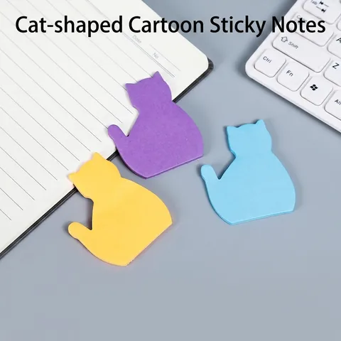 Cat Shaped Sticky Notes Colorful Cartoon Memo Pads For Office School Student Planner Daily Reminder