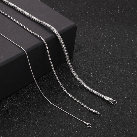Chain Necklace 316L Stainless Steel Wheat Box Snake Link Lobster Clasp Polished Minimalist Punk Unisex Jewelry