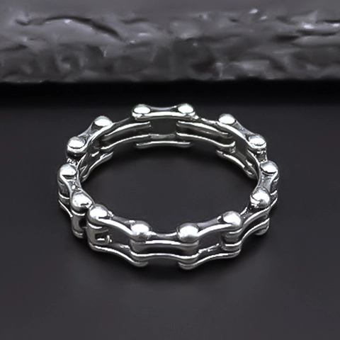 Anello in Lega a Maglie di Catena Punk per Uomo Stile Industriale Retrò Traforato Anello da Dito Galvanizzato Gioielli Hip Hop