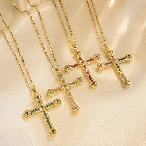 Hip Hop Kruis Hanger Halsketting Voor Vrouwen Roestvrij Staal Volledige Strass Ingelegde O-Ketting Vintage Goud Sieraden Cadeau
