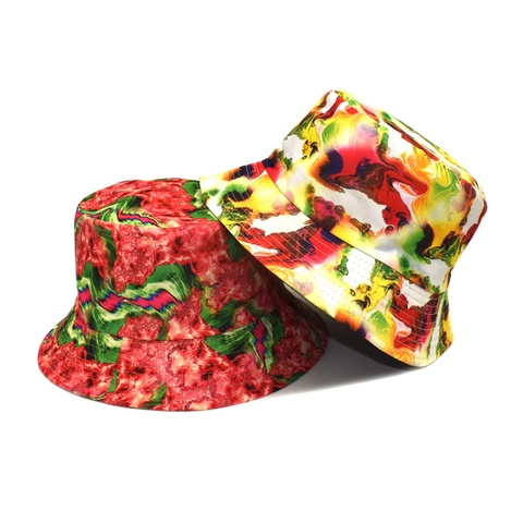 Abstract Print Bucket Hat Polyester Double Sided Sun Protection Outdoor Streetwear Trendy Sunscreen Casual Unisex