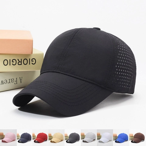 Cappello Da Baseball Asciugatura Rapida Perforato Al Laser Traspirante Sportivo Uomo Donna Protezione Solare Regolabile