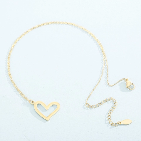 Collar Pulsera Pendientes Con Colgante De Corazón Hueco Acero Inoxidable Joyería Minimalista Para Mujeres Niñas