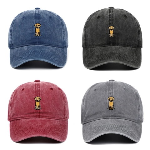 Casquette De Baseball En Coton Lavé Avec Broderie Chien Vintage Ajustable Dad Hat Protection Solaire Unisexe