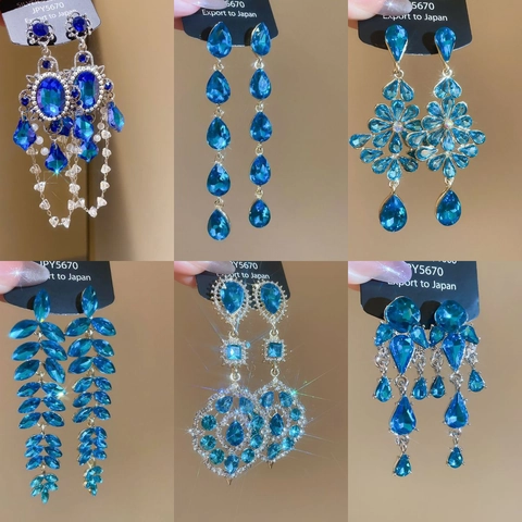 Orecchini Pendenti Lega Strass Cristallo Con Perno In Argento Sterling 925 Frangia Lunga Farfalla Banchetto Lusso