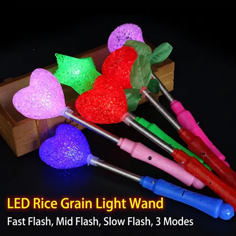 LED Leuchtstab Fee Zauberstab Herz Stern Rose Form Bunte Multi Blinkmodi Kunststoff Feder Spielzeug Party Konzert Requisite