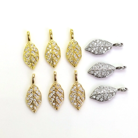 Colgante Forma De Hoja Latón Micro Pave Circonita Para Collar Pulsera Fabricación De Joyas Accesorio DIY Elegante