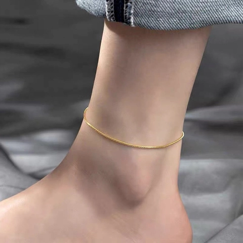 Minimalist Stainless Steel Polished Round Snake Chain Necklace Bracelet Anklet Set For Women Gold Silver Plated Elegant Jewelry