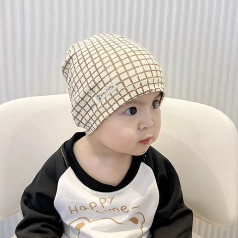 Baby Cotton Beanie Hat Soft Combed Cotton Cartoon Print Lightweight Spring Autumn Newborn Toddler Skull Cap Boys Girls