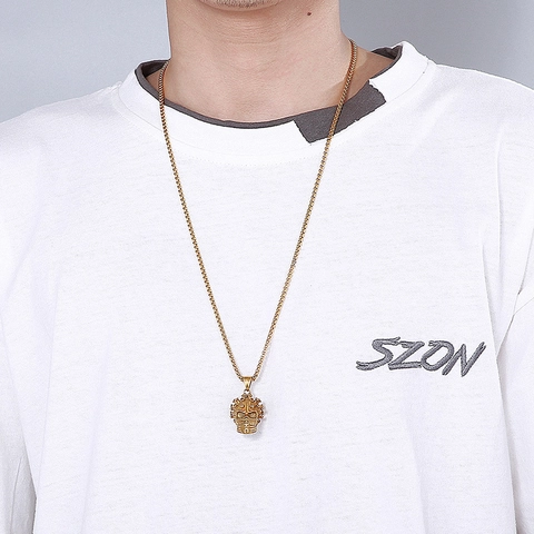 Skull Pendant Necklace Stainless Steel Virus Mask Punk Gothic Style Hip Hop Jewelry For Men