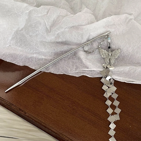 New Chinese Style Hair Stick Metal Vintage Hairpin Elegant Faux Artificial Pearl Tassel Retro Headpiece Accessory For Women Updo