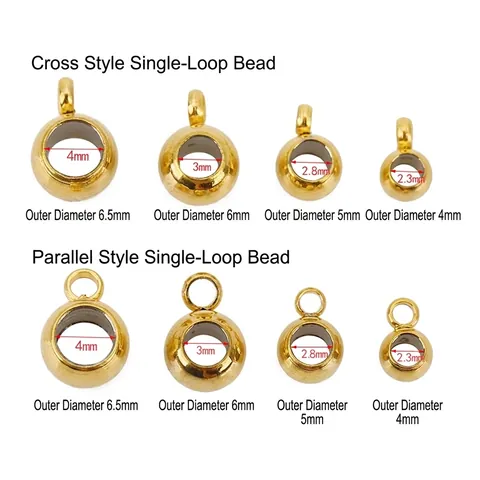 Stainless Steel Welded Loop Beads Single Hole Gold Plated Pendant Connectors For DIY Bracelet Jewelry Making Findings