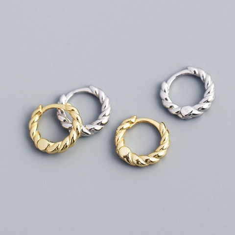 925 Sterling Silber Gedrehte Seil Creolen Minimalistisch Chunky Huggie Schmuck Für Frauen