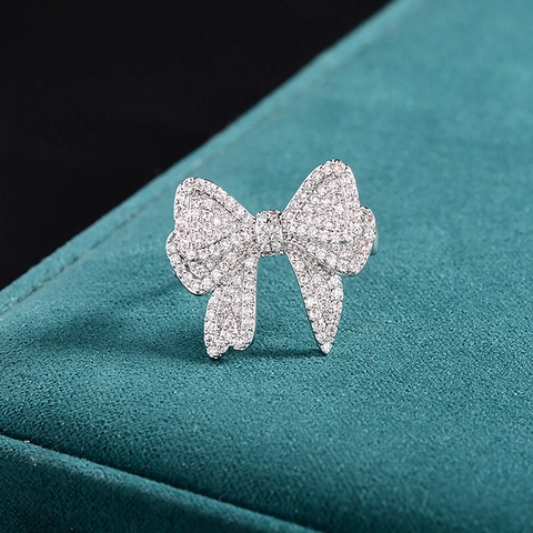 Spilla Elegante A Fiocco Con Zirconi Lucidi Intarsiati Metallo Rame Lusso Stile Coreano Accessorio Da Donna