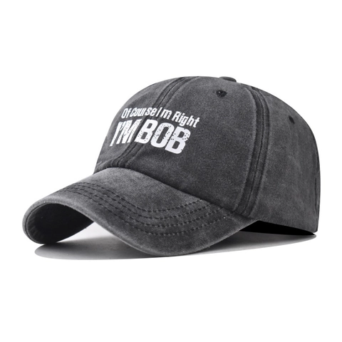 Gorra De Béisbol De Algodón Lavado Distressed Retro Ajustable Bordado I'M BOB Sombrero Sol Exterior Hombres Mujeres