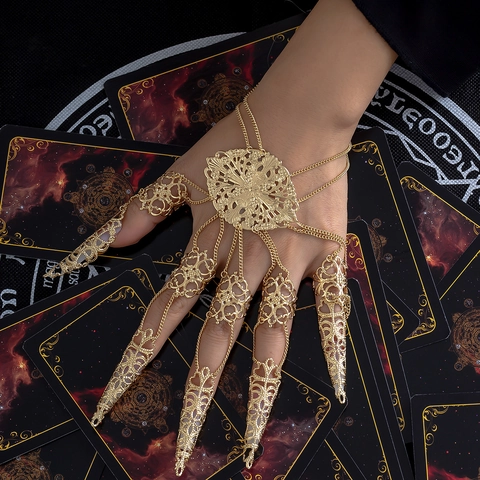 Pulsera De Arnés De Mano Gótico Punk Con Cinco Garras De Dedo De Filigrana Cadena De Aleación Vintage Para Halloween Cosplay