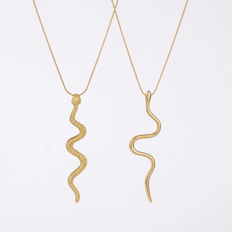 Collana Con Pendente Serpente Acciaio Inossidabile Oro 18K Catena Serpente Minimalista Punk Gioielli Per Donne