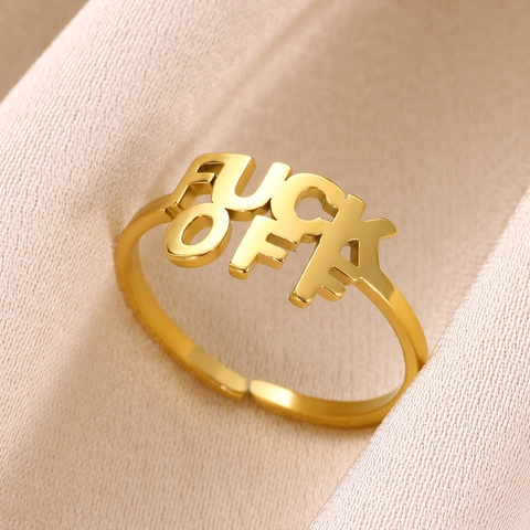 Stainless Steel FUCK OFF Letter Pendant Necklace Gold Silver Plated Street Punk Jewelry Personalized Ring Bracelet For Women Men