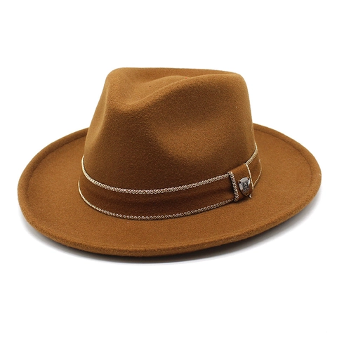 Vintage Μάλλινο Τσόχινο Καπέλο Fedora Με Φαρδύ Επίπεδο Γείσο Ρετρό Βρετανικού Στυλ Καπέλο Τζαζ Με Λογότυπο H Για Άνδρες Γυναίκες