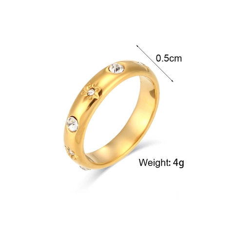 Fashion Minimalist Stainless Steel Gold Plated Ring For Women Zirconia Artificial Pearl Star Pattern Finger Ring Jewelry Gift