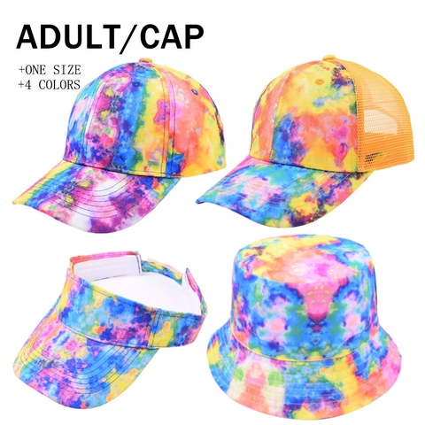 Tie Dye Cotton Hat Collection Baseball Cap Trucker Hat Sun Visor And Bucket Hat Outdoor Summer Sun Protection Adult