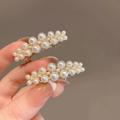 Fermaglio Per Capelli Elegante Con Künstliche Perle Artificiali Lega Di Zinco Per Donne Forcina A Molla Clip Laterale Accessorio Per Capelli
