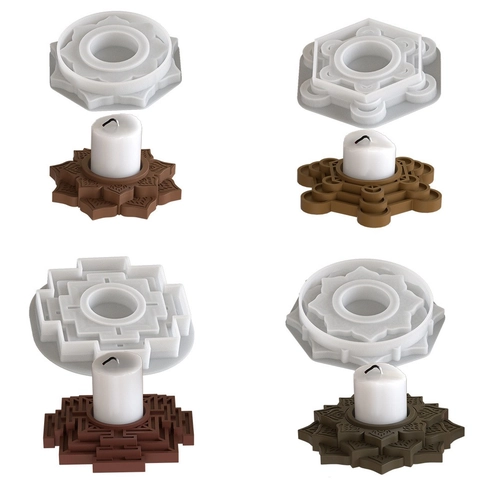 Lotus Geometric Silicone Mold For Candle Holder DIY Handmade Resin Gypsum Aroma Base Desktop Decoration Flower Shape