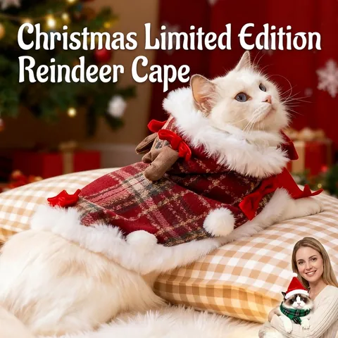 Weihnachten Haustier Umhang Pullover Rentier Kapuzen Cape Winter Warm Fleece Kariert Kleidung Für Katzen Kleine Hunde