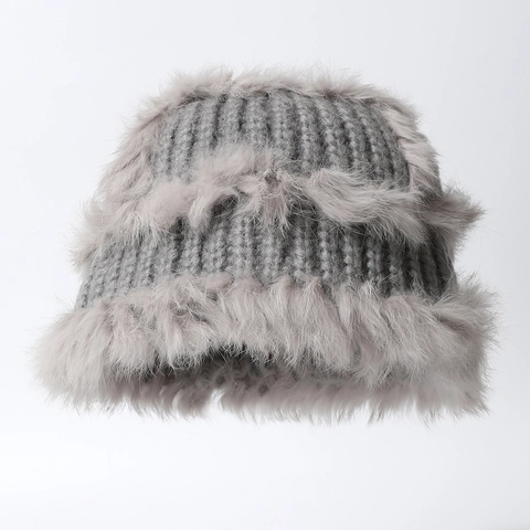 Cappello Alla Pescatora Inverno Donna Ecopelliccia Peluche Maglia Spesso Caldo Antivento Elegante Tempo Freddo