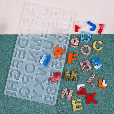 DIY Alphabet Number Silicone Mold For Resin Casting Large 26 Capital Letters 0-9 Numbers Keychain Pendant Making Tools Craft Jewelry