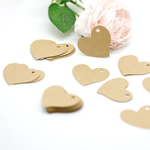 Heart Shaped Paper Gift Tags With Pre Punched Holes For Valentine Day Wedding Party Decor DIY Craft Labels Pink Red