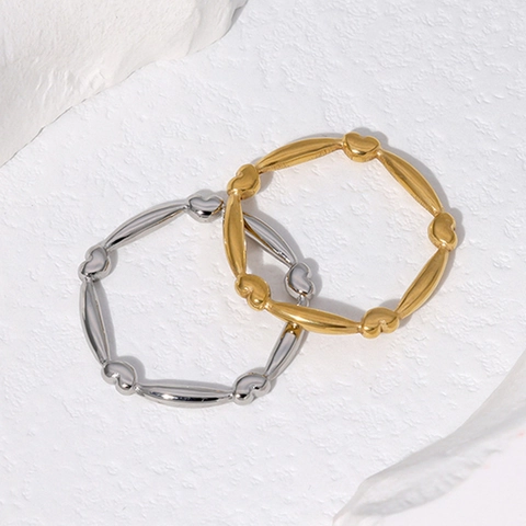 Anello In Acciaio Inossidabile Cuore Placcato Oro 18K Minimalista Dolce Carino Fascia Vuota Per Donna Non Sbiadisce Estetica