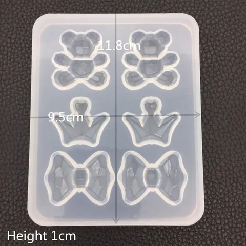 Geometric Bear Crown Bowknot Mirror Silicone Mold For DIY Crystal Epoxy Resin Crafts Aromatherapy Gypsum Decor Baking Tool