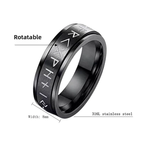 Anillo Vikingo Vintage Rune Spinner Para Hombre Mujer Giratorio De Acero De Titanio Nordic Retro Ansiedad Fidget Ring Regalo Joyería
