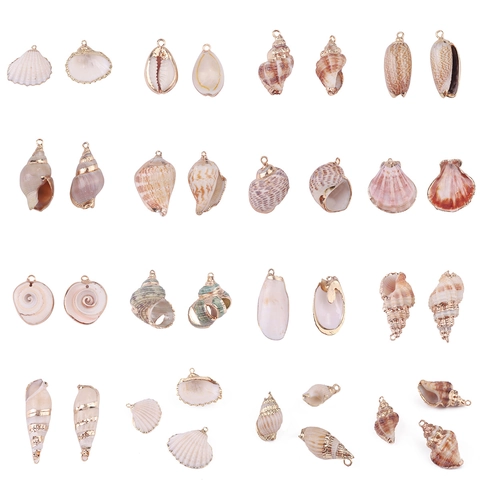 Natural Shell Conch Pendants Gold Electroplated Edge Charms For DIY Jewelry Making Handmade Earrings Necklaces Craft Ornaments