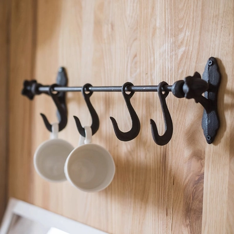 Vintage Cast Iron Wall Mounted Hooks Rack Decorative Industrial Style Entryway Coat Hat Key Organizer Animal Antler Shape