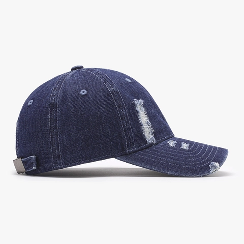 Distressed Denim Baseball Cap Cotton Ripped Retro Adjustable Curved Brim Streetwear Sun Hat For Men Women