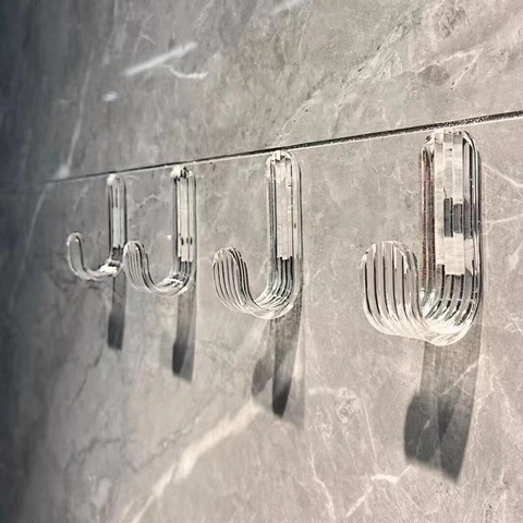 Ganci Adesivi Trasparenti Da Parete Forti Senza Foro Acrilico A Forma Di J Per Bagno Cucina Porta Chiavi Asciugamano