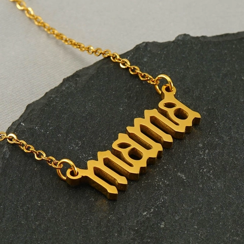 Collier Pendentif Lettre Mama Acier Inoxydable Plaqué Or 18K Bijoux Minimalistes Simples Cadeau Pour Femmes Fête Des Mères