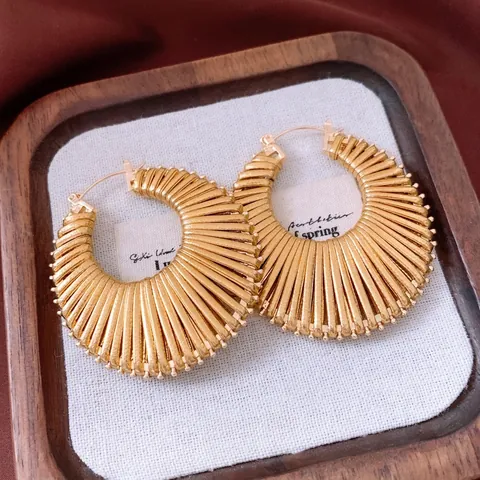 Vintage Statement Hoop Ohrringe Legierung Bestrahlte Textur Gewebtes Design Boho Stil Schmuck Für Damen
