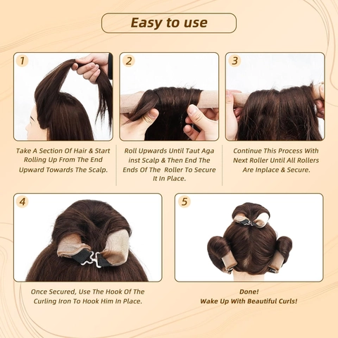 Heatless Hair Curlers Velvet Sponge Sleeping Hair Rollers With Hook DIY Styling Tool For Women Overnight No Heat Natural Bouncy Curls