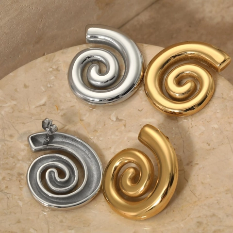 Edelstahl Spirale Textur Ohrstecker Schicke Geometrische Minimalistische Stil Schmuck Für Damen