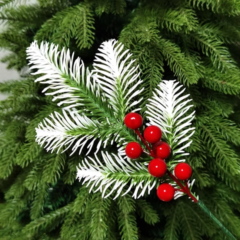 Künstliche Weihnachtsbeerenzweige Kiefernnadeln Zapfen Dekostiel Für Feiertagsdekoration Winterlicher Schneeeffekt