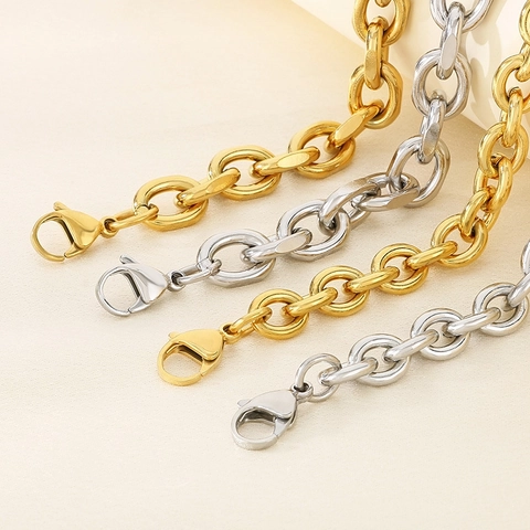 Bracelet À Maillons En Acier Inoxydable À La Mode Bijoux Punk Minimalistes Unisexe Cadeau Avec Fermoir Mousqueton