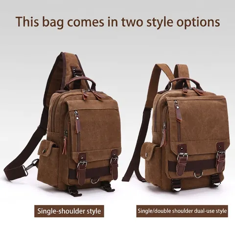 Vintage Canvas Multi-Functional Backpack Outdoor Travel Sling Bag Wear-Resistant Streetwear For Men Women