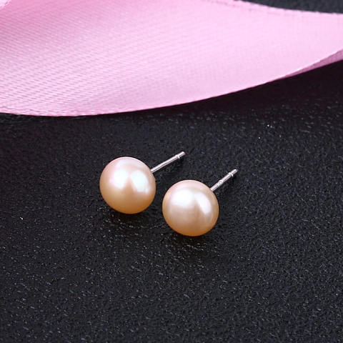 Natuurlijke Zoetwaterparel Oorknopjes S925 Sterling Zilver Minimalistisch Rond Klein Parel Oorbellen Voor Vrouwen Sieraden Cadeau