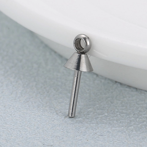 Gancio Con Perno In Acciaio Inossidabile Per Creazione Gioielli Connettore Coppetta Perla Artificial Design Semplice Minimalista